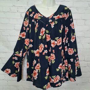 Suzanne Betro Floral Tunic Top Size Large